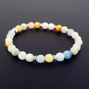 Akuamarin / Helyodor / Morganit Bileklik Faset 4mm - Orijinal Şifalı Kristal - Görsel 1