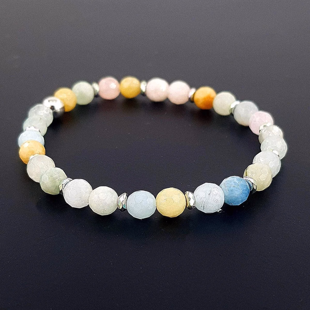 Akuamarin / Helyodor / Morganit Bileklik Faset 4mm