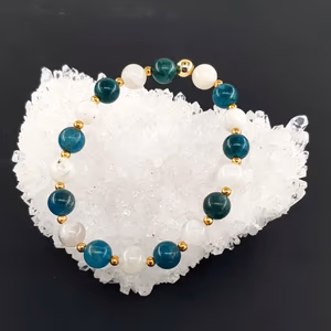 Blue Apatit, Aytaşı Bileklik 8mm - Orijinal Şifalı Kristal - Görsel 1