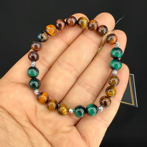 Kaplangözü / Malakit Bileklik 8 mm - Orijinal Şifalı Kristal - Görsel 1