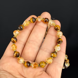Kaplangözü / Sitrin Faset Bileklik 8 mm - Orijinal Şifalı Kristal - Görsel 1