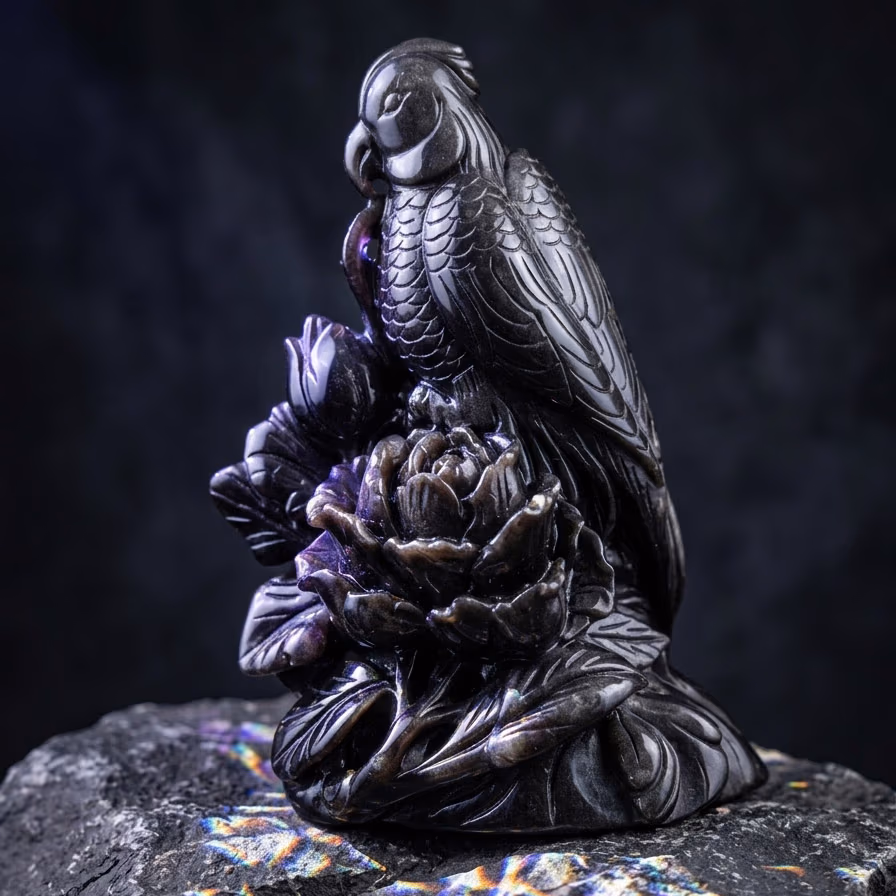 Papağan Silver Obsidiyen Obje