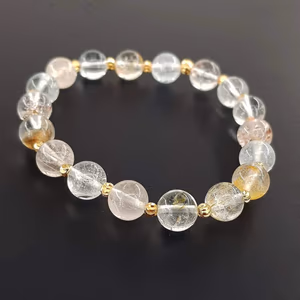 Topaz  Bileklik Gold 8mm - Orijinal Şifalı Kristal - Görsel 1