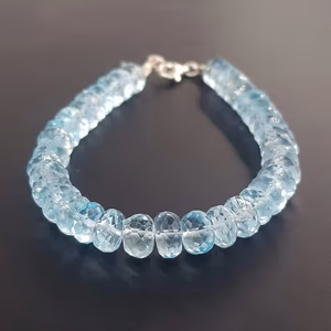 Topaz Bileklik Rondela Faset 5mm (Gümüş) - Orijinal Şifalı Kristal - Görsel 1