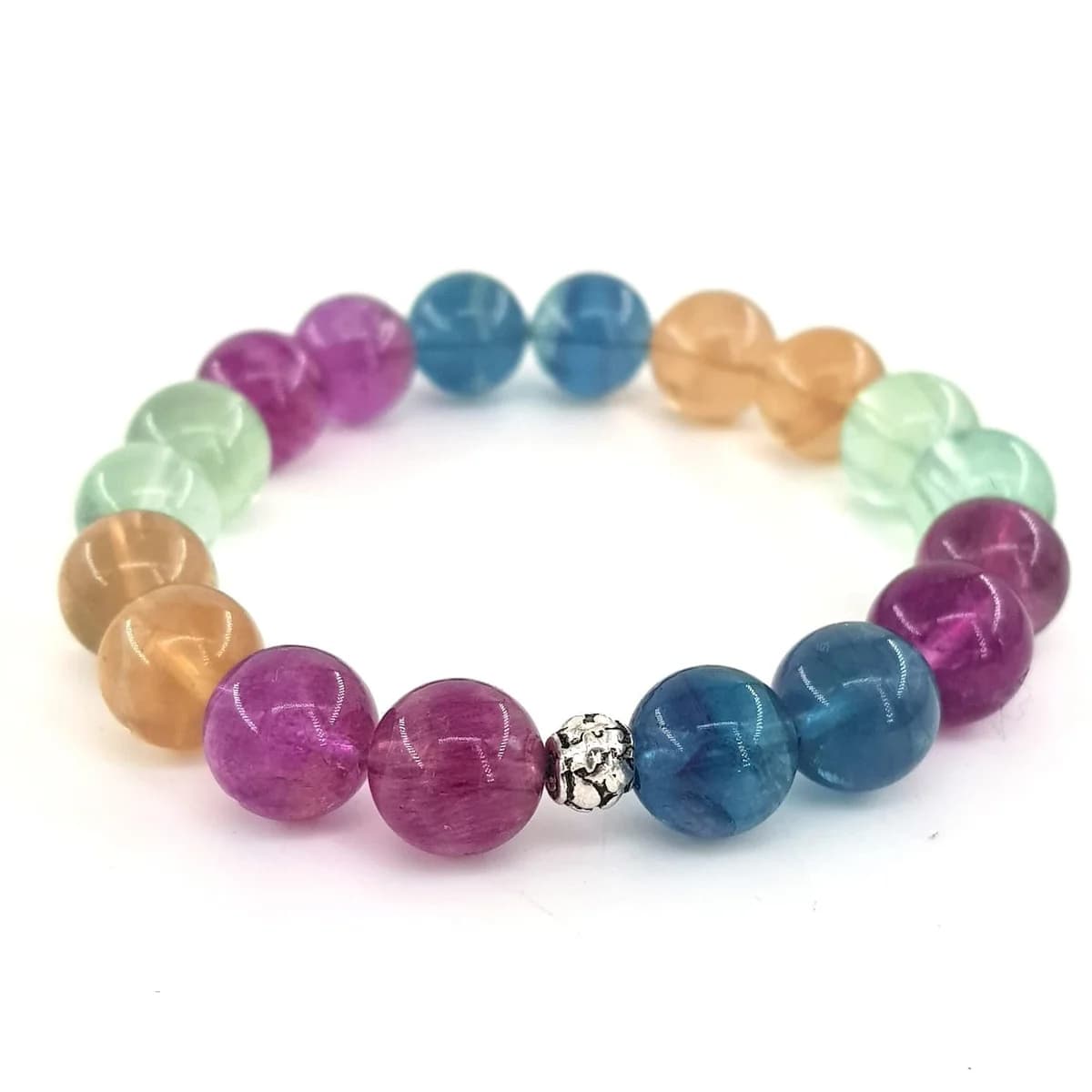 Rainbow Florit Bileklik 10mm - Orijinal Şifalı Kristal - Görsel 1