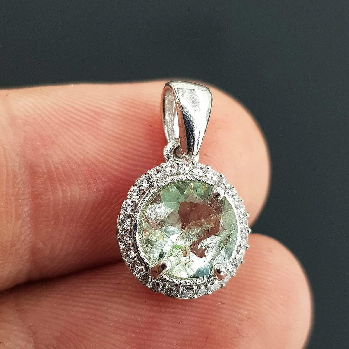 Akuamarin Kolye Ucu (Gümüş) Orijinal Kristal Detay Görseli 2