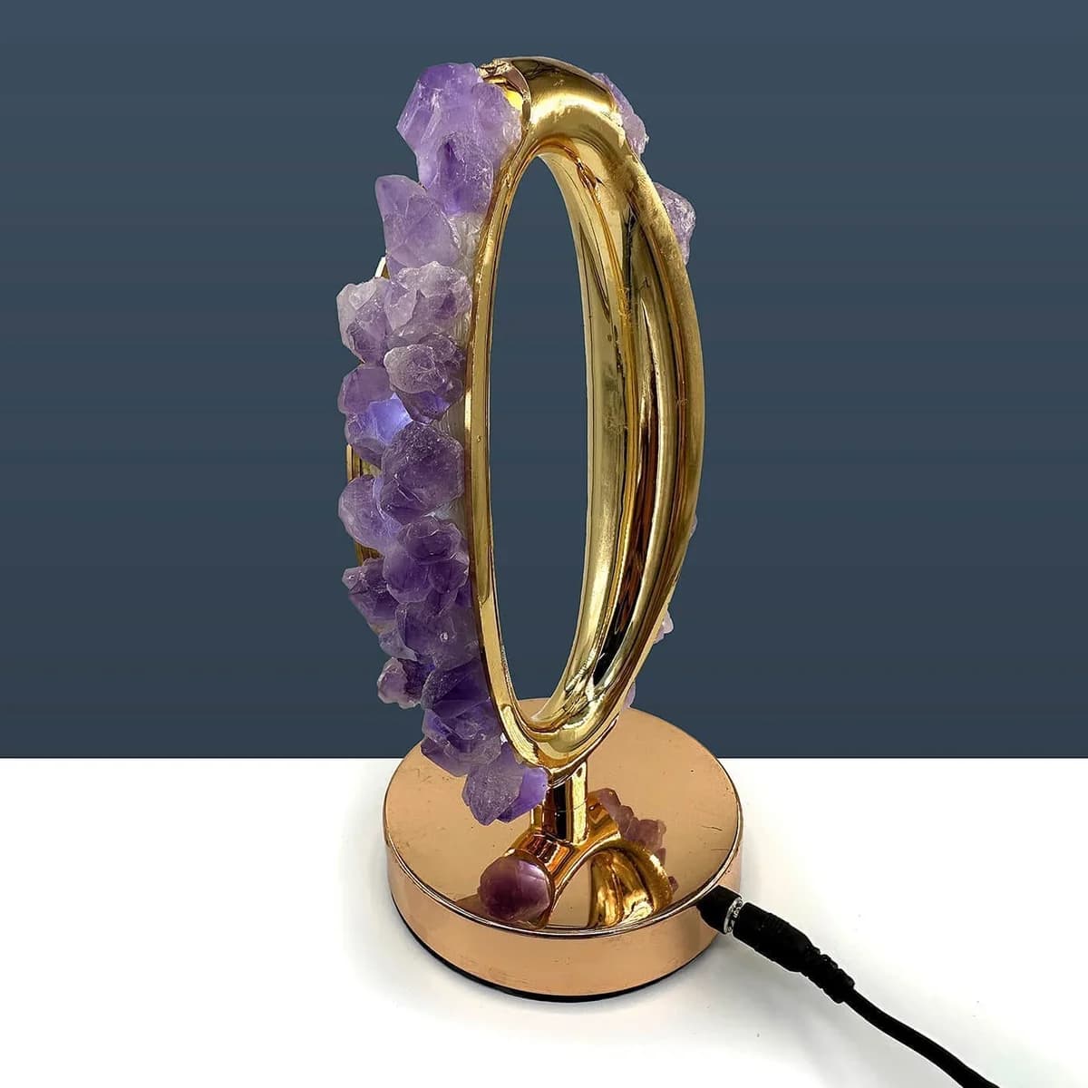 Ametist Gold Standlı Gece Lambası Orijinal Kristal Detay Görseli 2