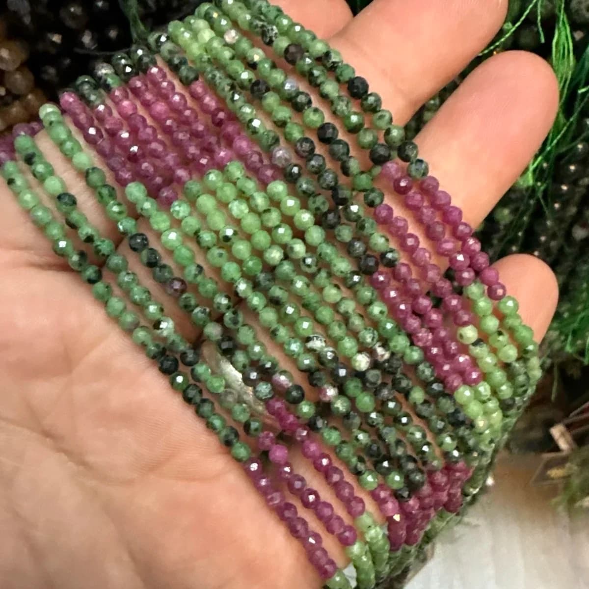 Anyolit Dizi Faset 3 mm - Orijinal Şifalı Kristal - Görsel 1