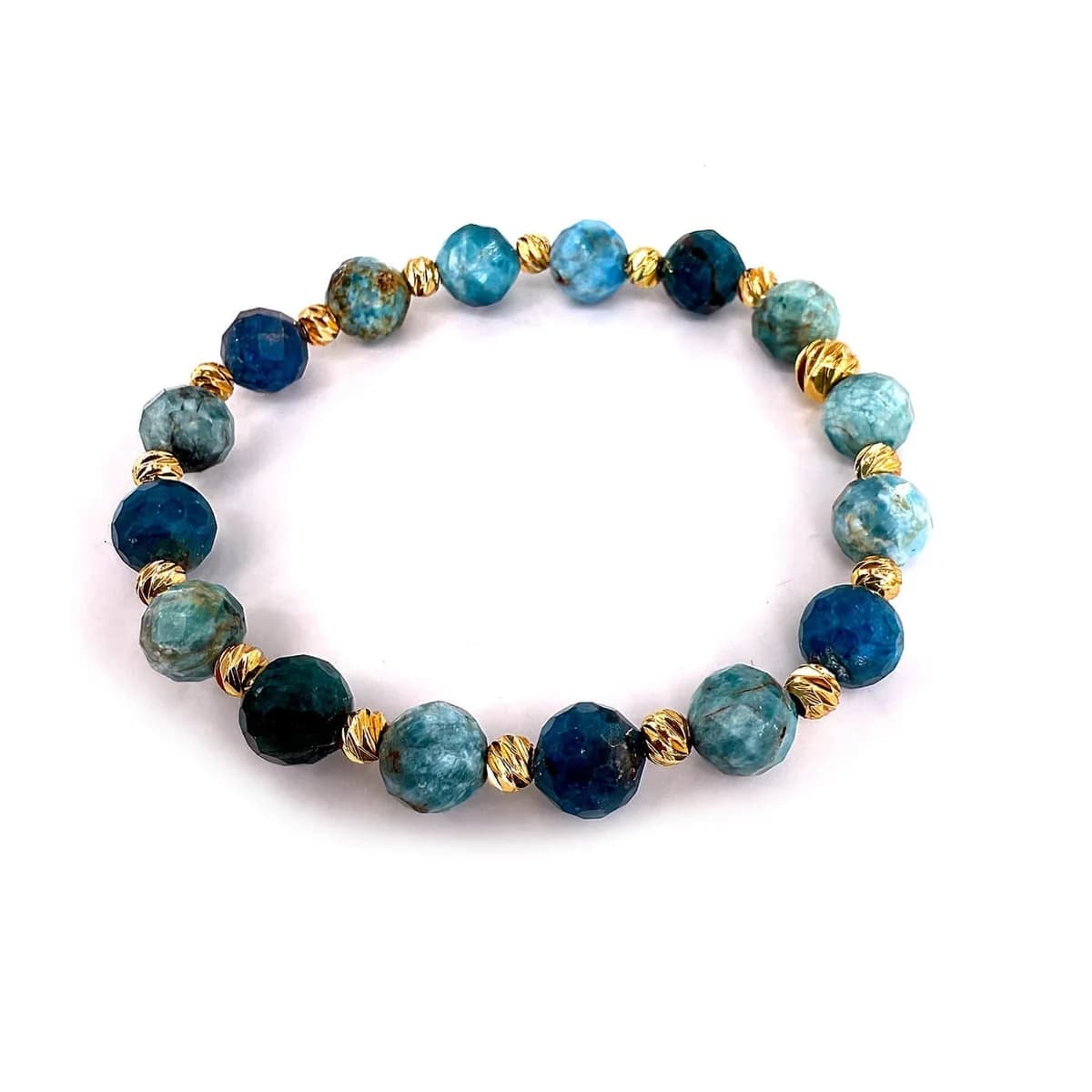 Blue Apatit Bileklik Faset 8mm - Orijinal Şifalı Kristal - Görsel 1