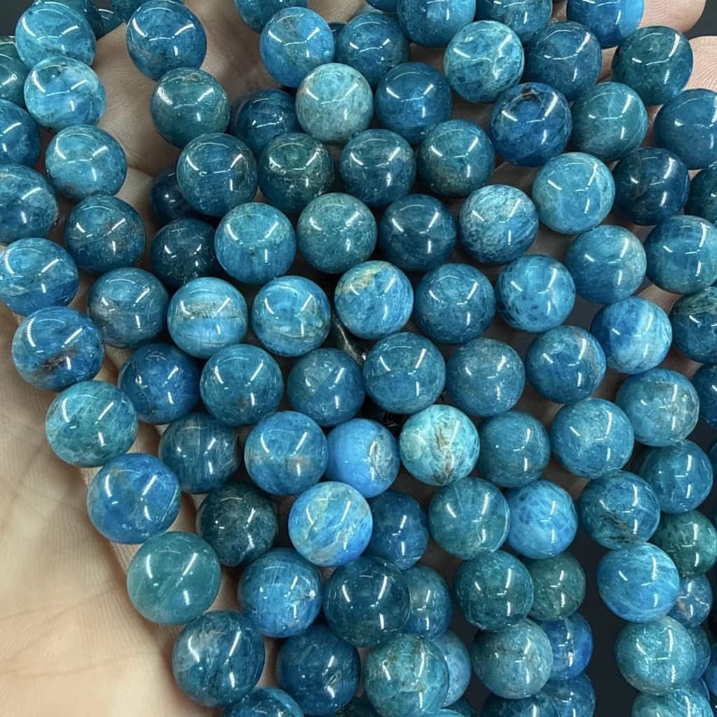 Blue Apatit Dizi 10 mm - Orijinal Doğal Taş ve Şifa Kristali Görsel 1