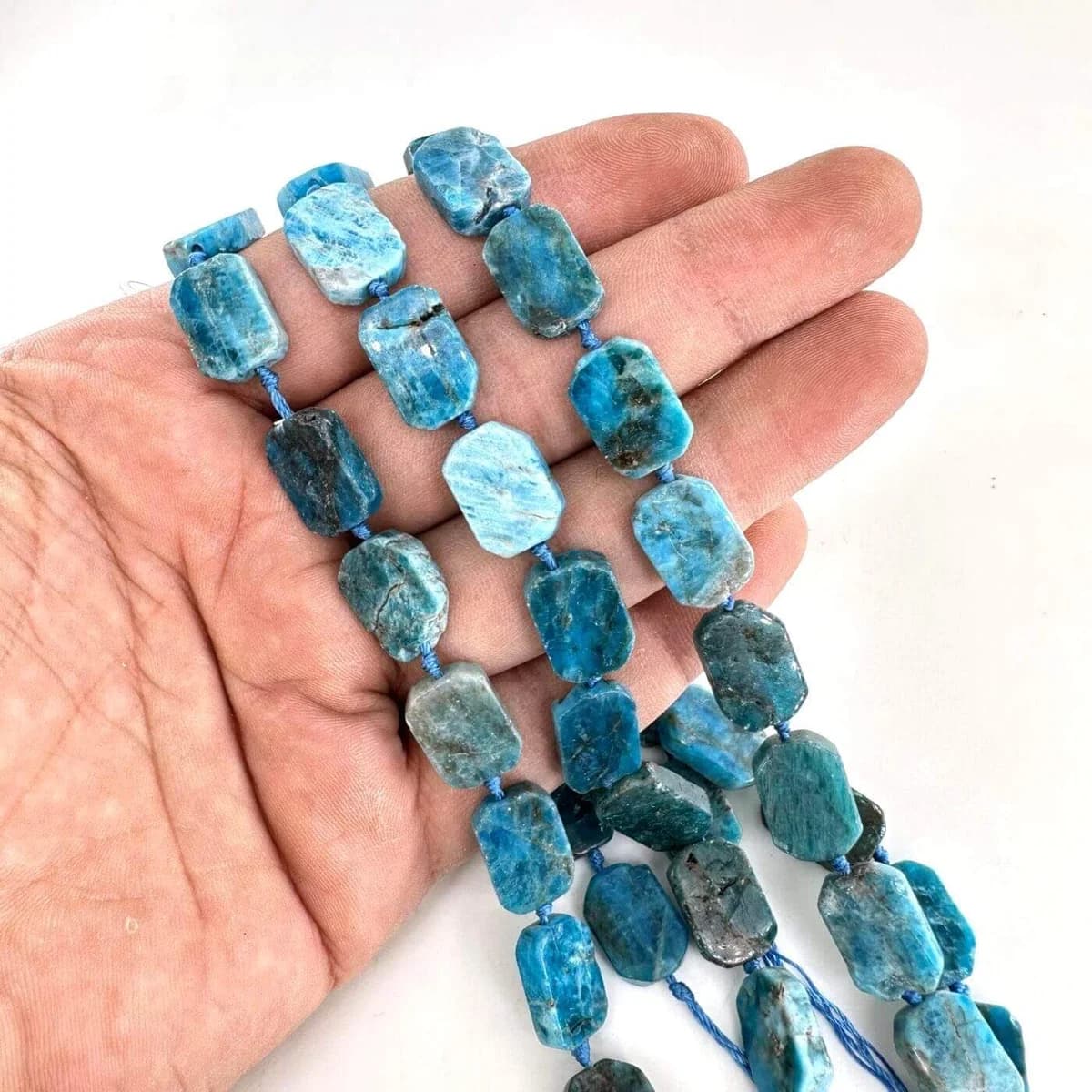 Blue Apatit Dizi 15x12x5mm - Orijinal Şifalı Kristal - Görsel 1