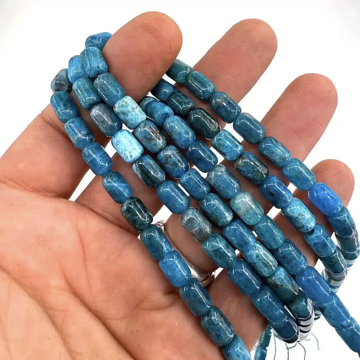 Blue Apatit Kapsül Dizi 6x9mm - Orijinal Şifalı Kristal - Görsel 1