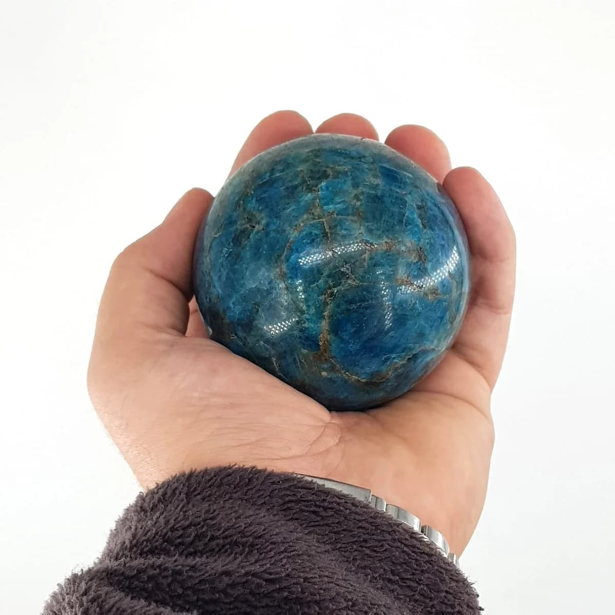 Blue Apatit Küre Orijinal Kristal Detay Görseli 2