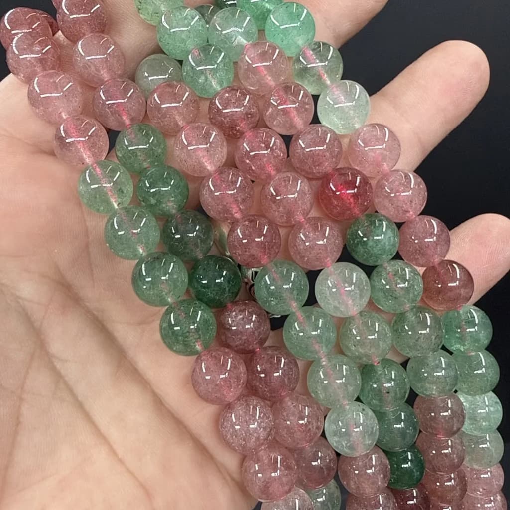 Çilek Kuvars Dizi 10 mm - Orijinal Doğal Taş ve Şifa Kristali Görsel 1