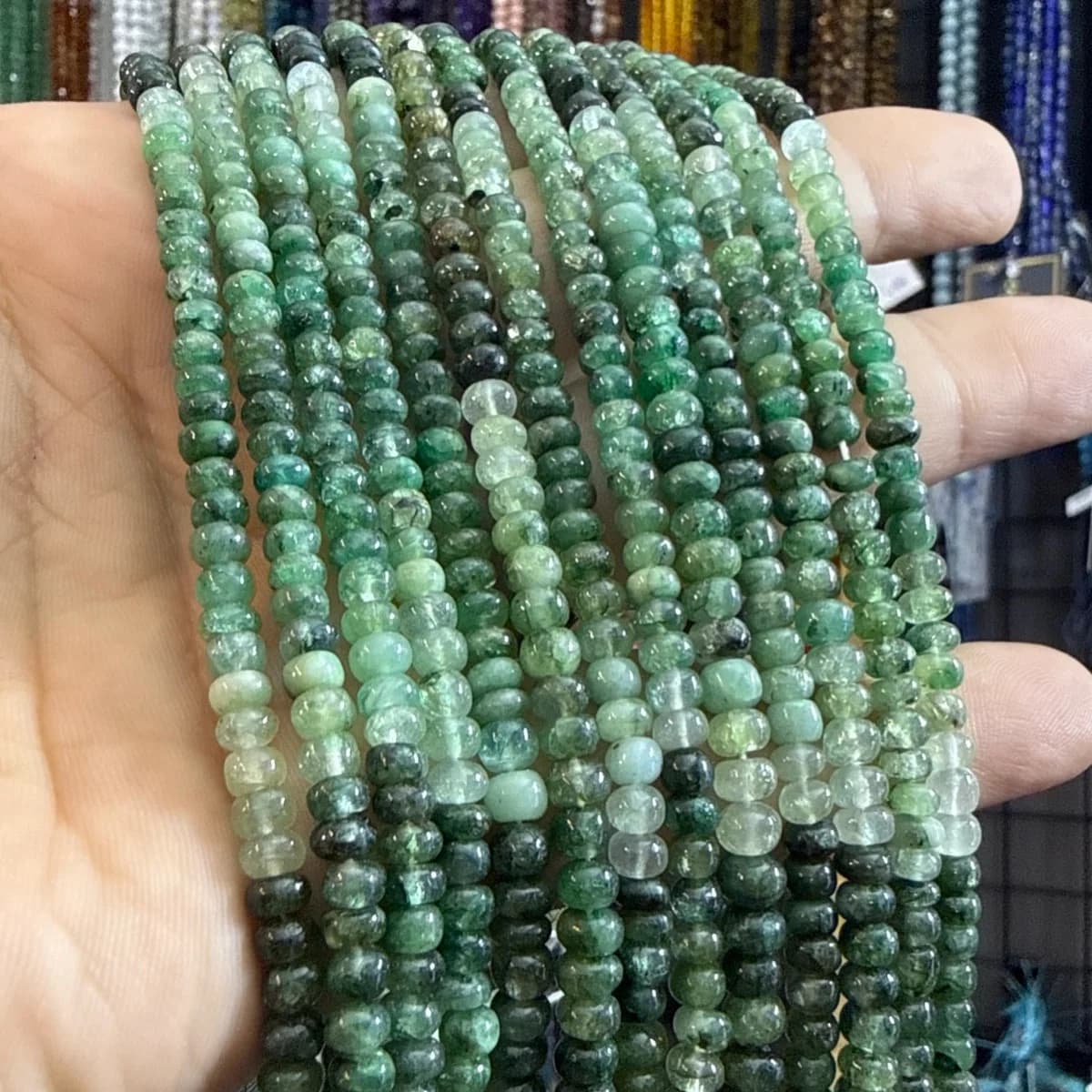 Dizi Zümrüt (Rondela) 5mm - Orijinal Şifalı Kristal - Görsel 1
