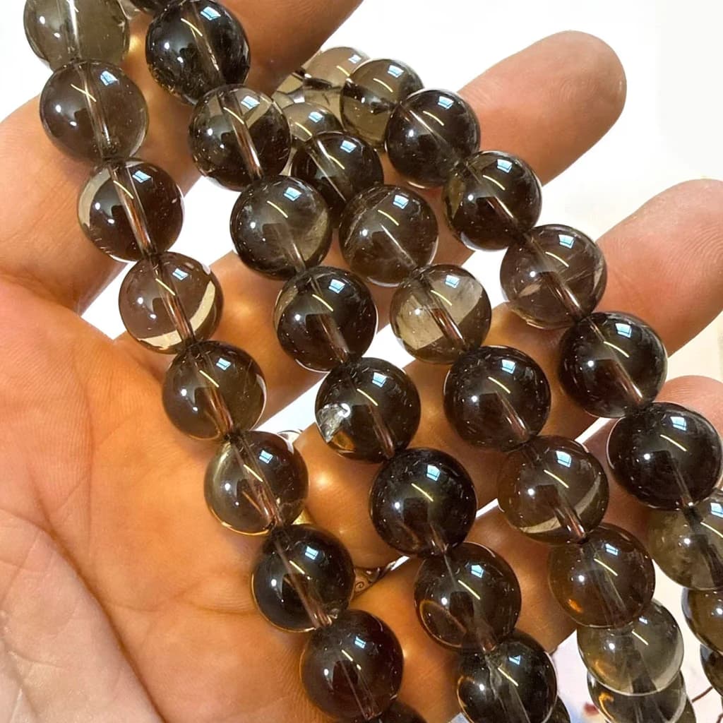 Dumanlı Kuvars Dizi 12 mm - Orijinal Doğal Taş ve Şifa Kristali Görsel 1