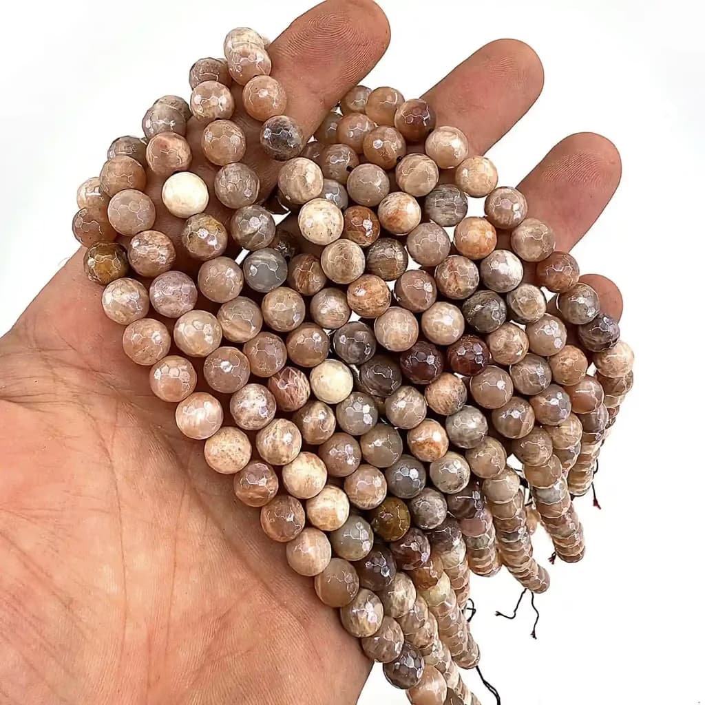 Güneştaşı Faset Dizi 8mm - Orijinal Doğal Taş ve Şifa Kristali Görsel 1