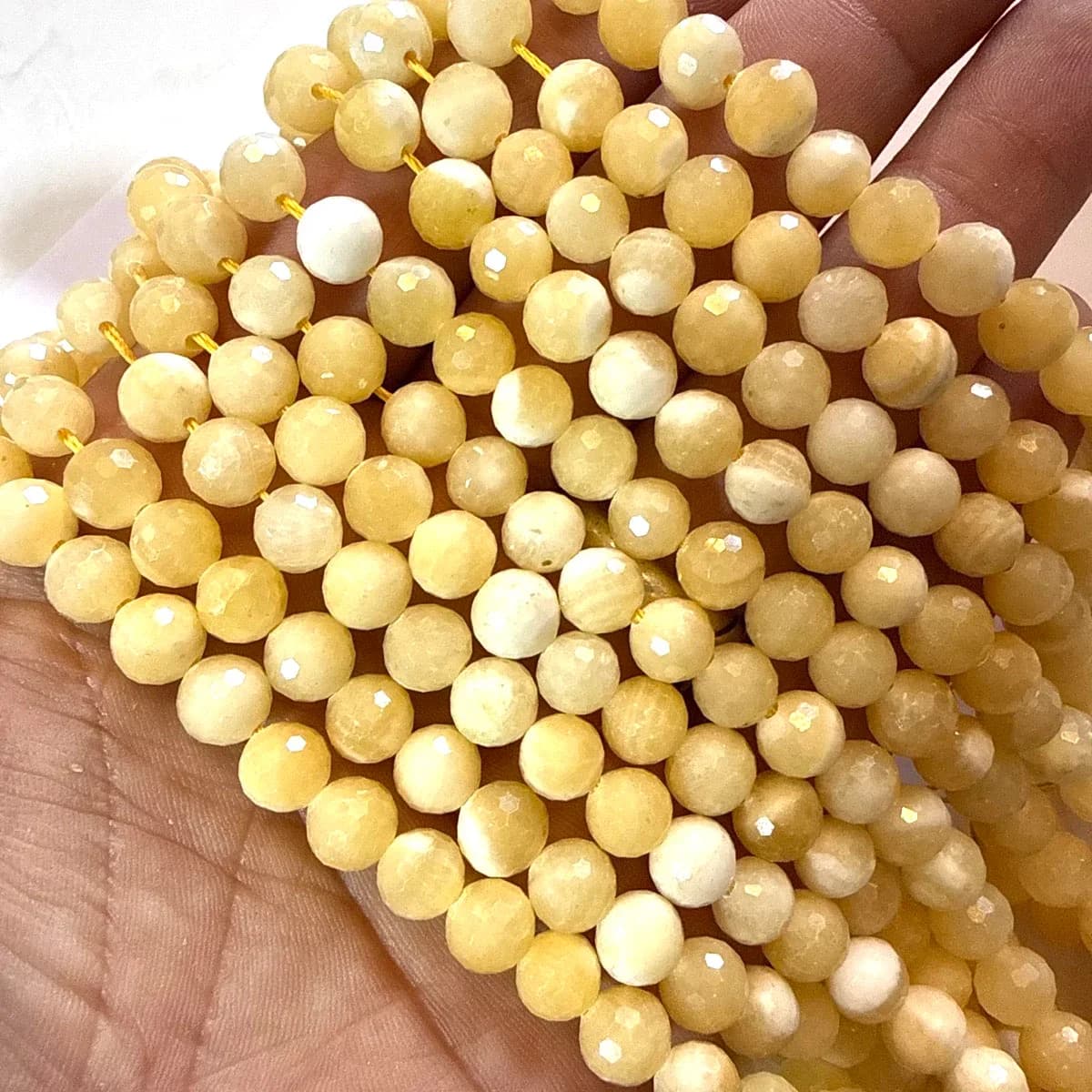 Kalsit Faset Dizi 8 mm - Orijinal Şifalı Kristal - Görsel 1