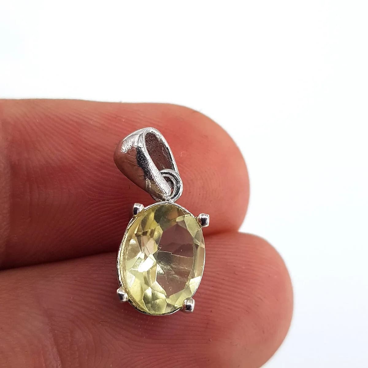 Limon Kuvars Kolye Ucu (Gümüş) Orijinal Kristal Detay Görseli 2