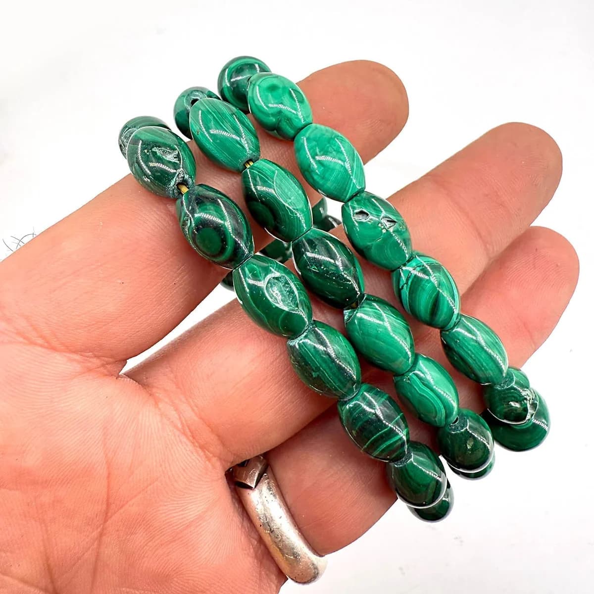 Malakit Arpa Bileklik 8x13mm - Orijinal Şifalı Kristal - Görsel 2