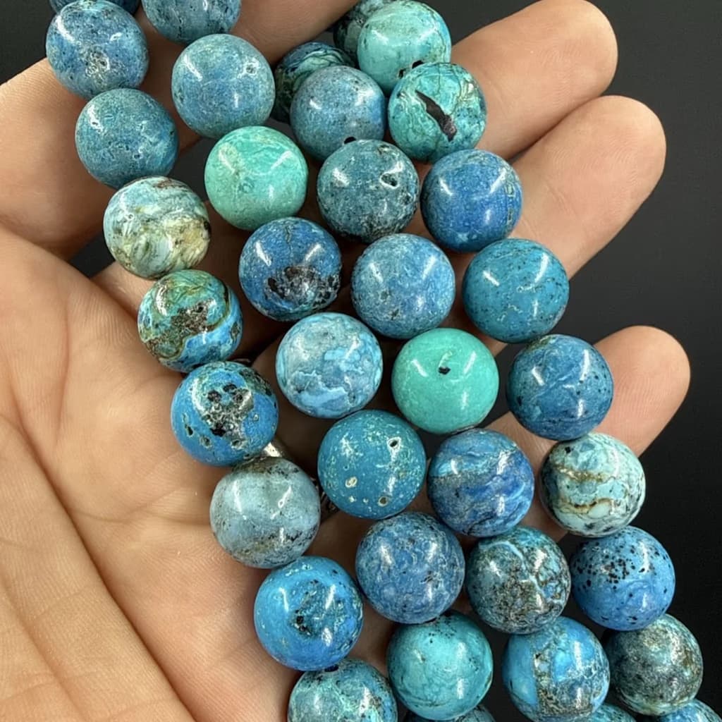 Mavi Opal Dizi 12 mm - Orijinal Doğal Taş ve Şifa Kristali Görsel 1