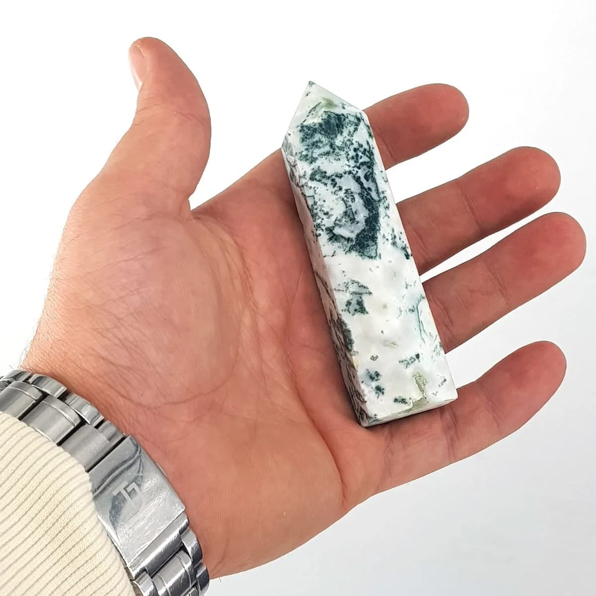 Yosunlu Akik (Moss Agate) Obelisk Orijinal Kristal Detay Görseli 2