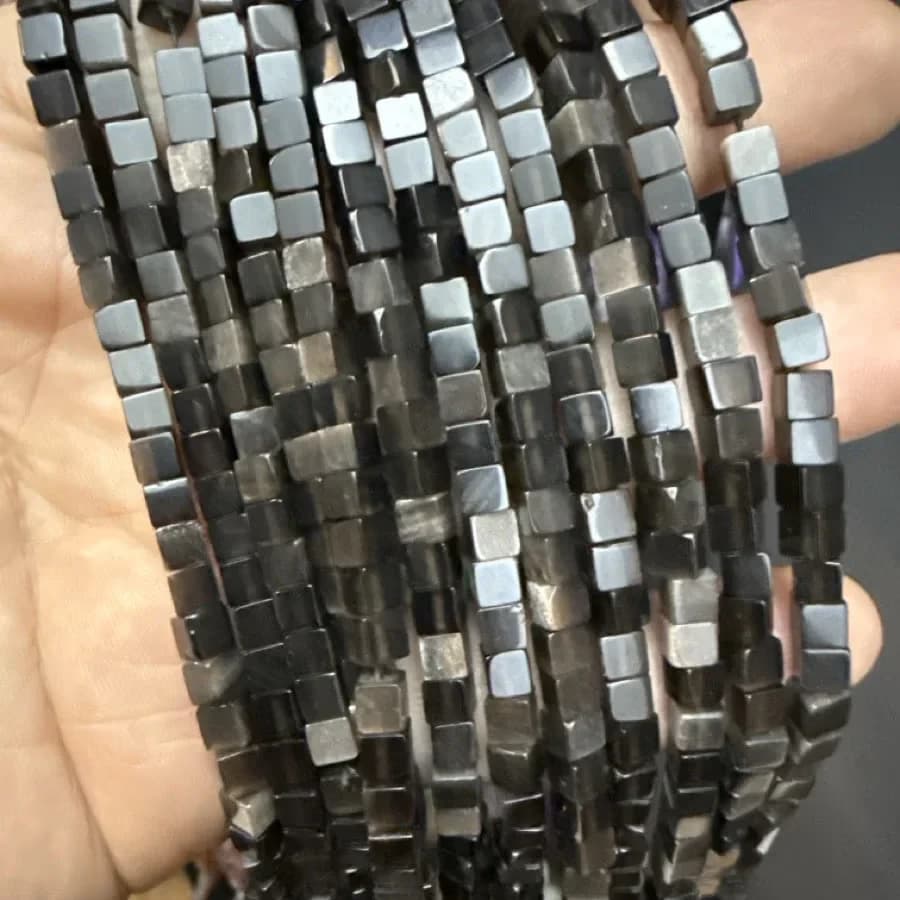 Obsidiyen Dizi 4x4 Küp - Orijinal Doğal Taş ve Şifa Kristali Görsel 1
