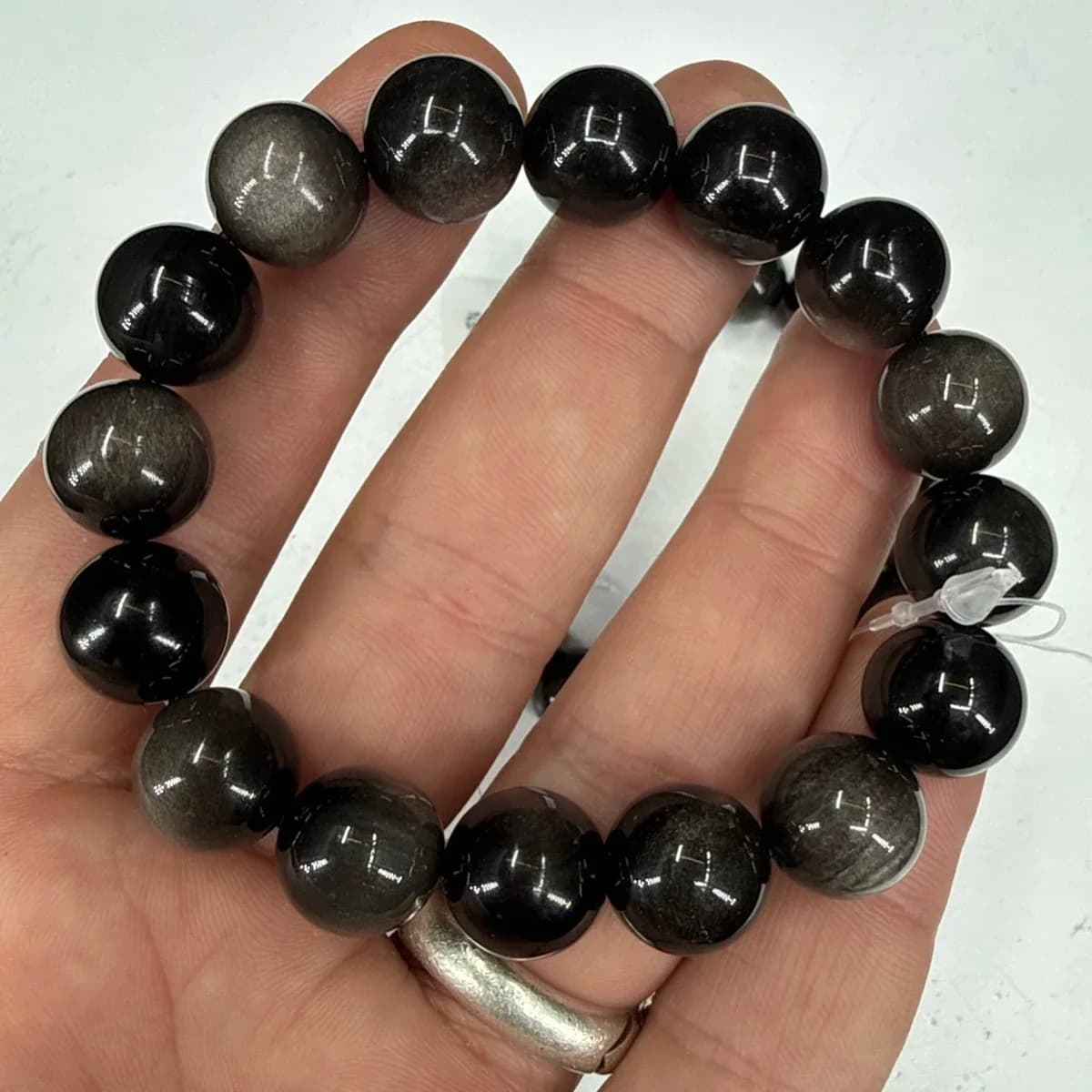 Obsidiyen Bileklik 12mm - Orijinal Şifalı Kristal - Görsel 1