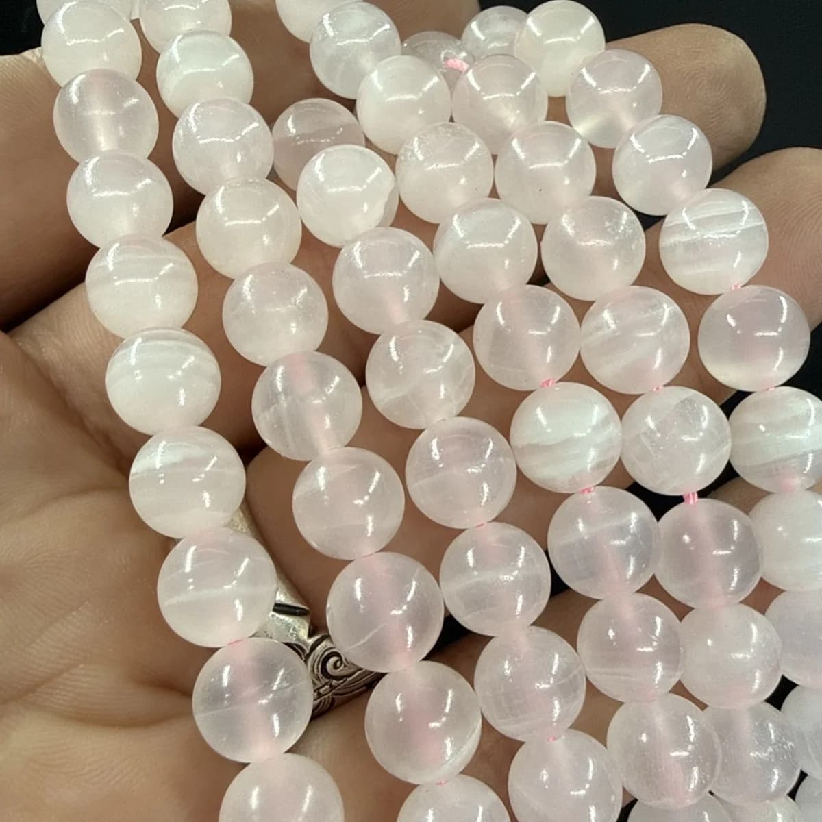 Pembe Kalsit Dizi 8 mm - Orijinal Şifalı Kristal - Görsel 1