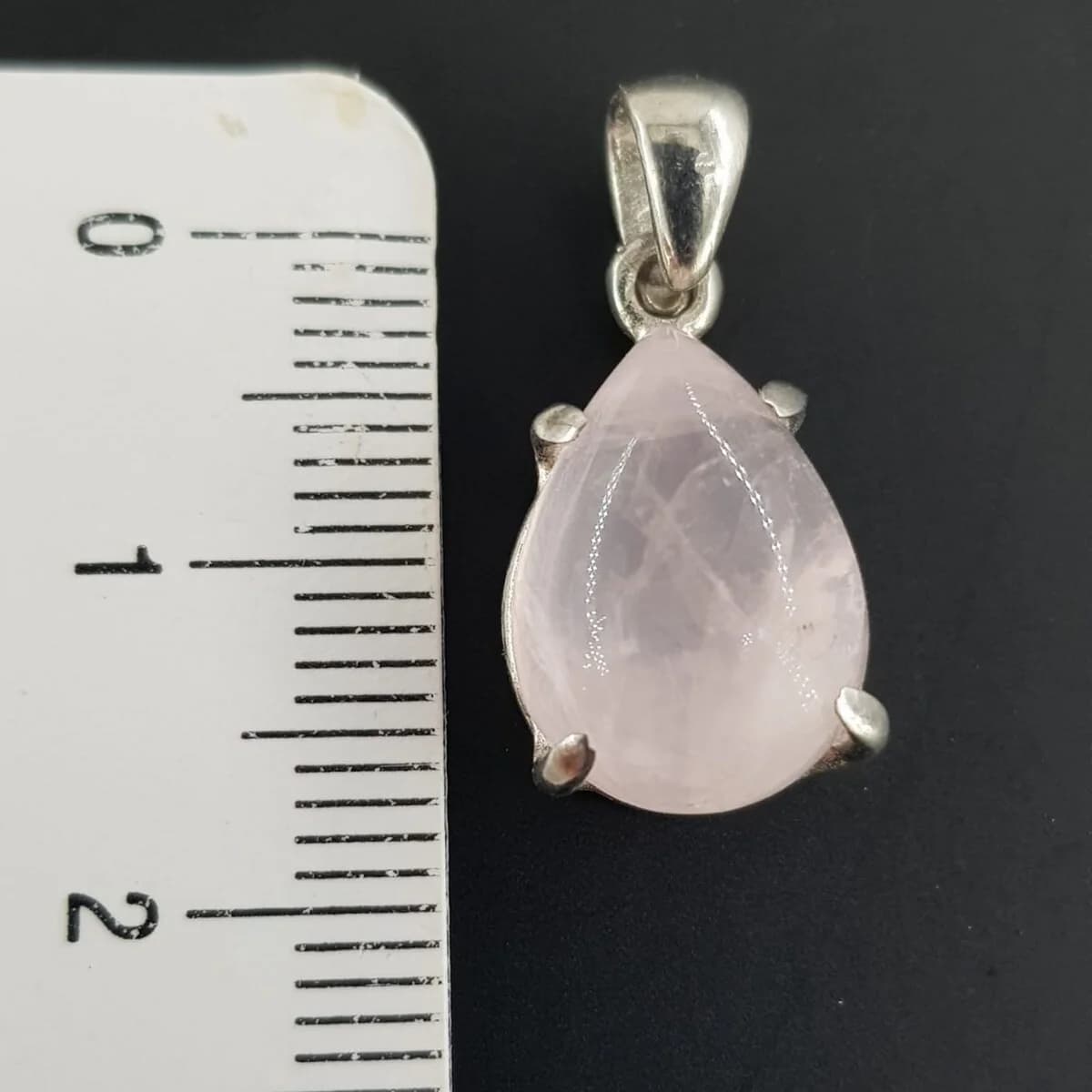 Pembe Kuvars Kolye Ucu Gümüş Orijinal Kristal Detay Görseli 2
