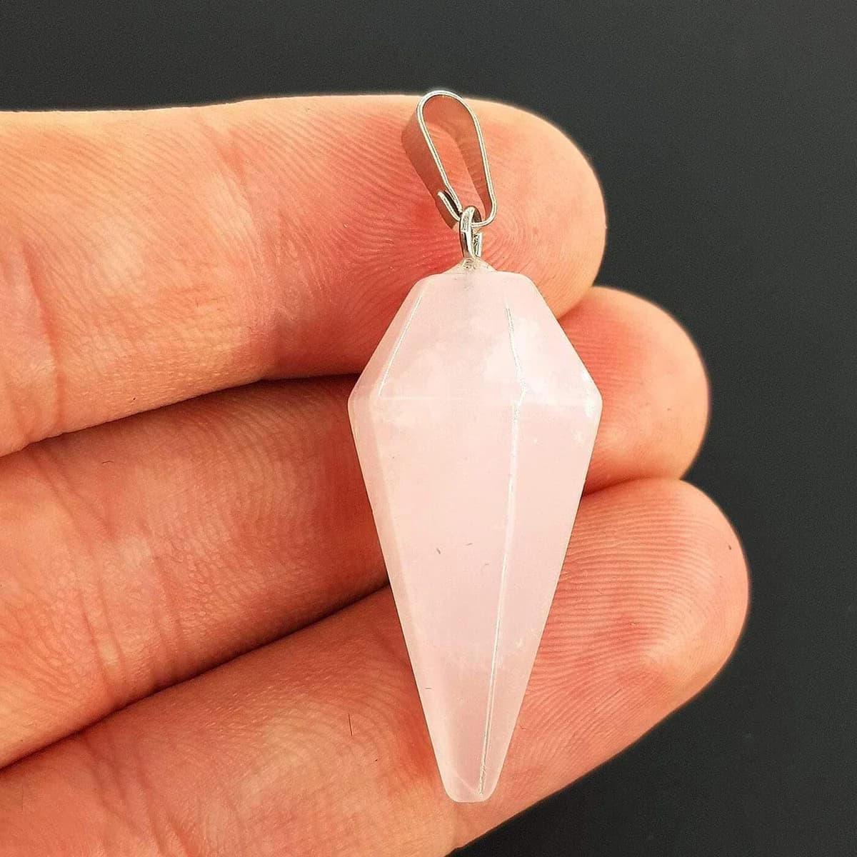 Pembe Kuvars Kolye Ucu / Pandül Orijinal Kristal Detay Görseli 2