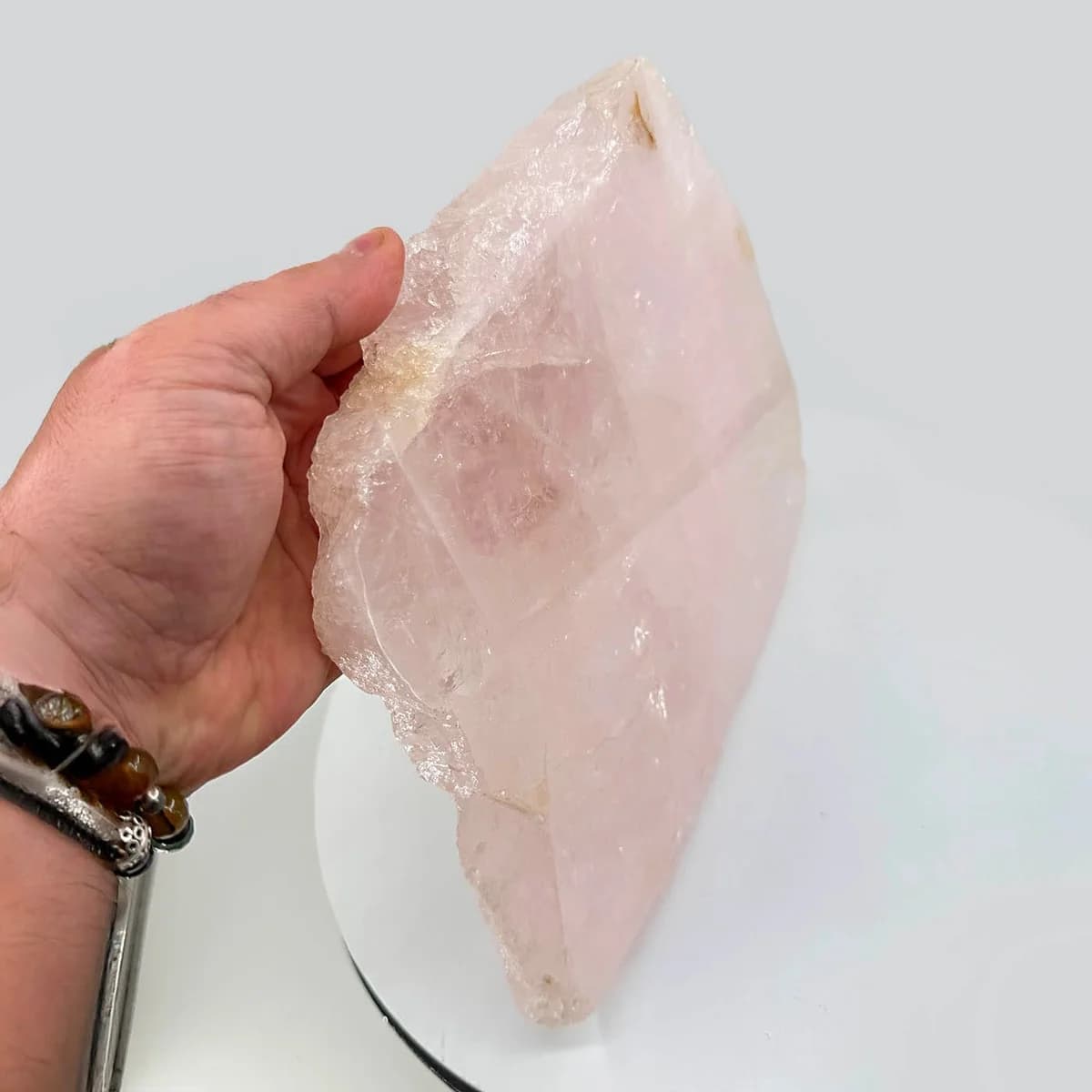 Pembe Kuvars Plaka Orijinal Kristal Detay Görseli 2