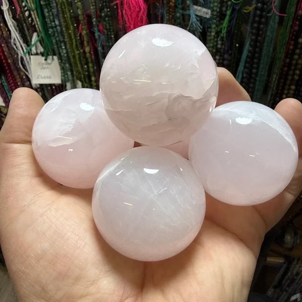 Pembe Selestit Küre - Orijinal Doğal Taş ve Şifa Kristali Görsel 1