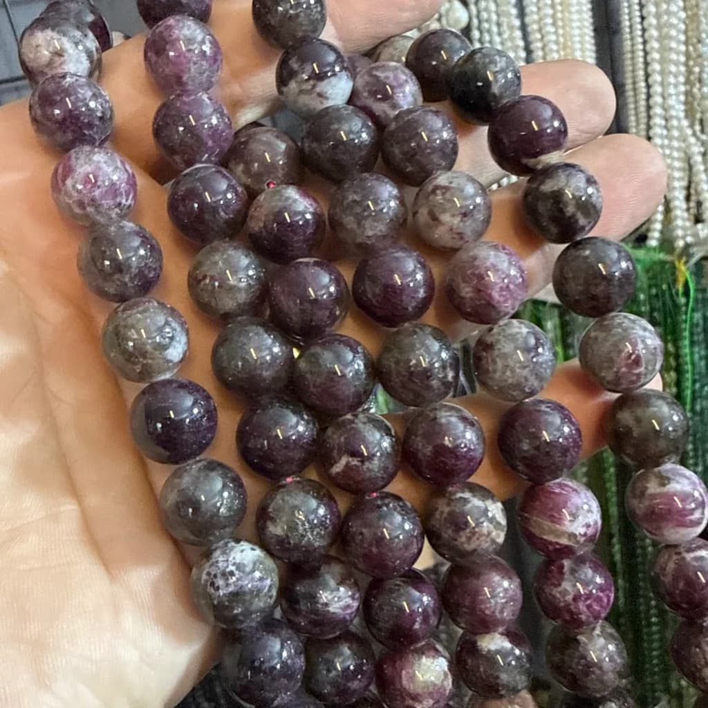 Pembe Turmalin Dizi 12 mm - Orijinal Doğal Taş ve Şifa Kristali Görsel 1