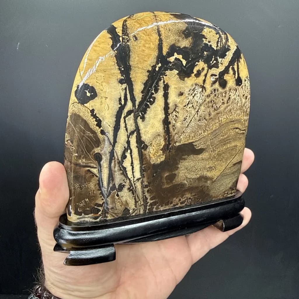Picture Jasper Obje Ahşap Standlı - Orijinal Doğal Taş ve Şifa Kristali Görsel 1