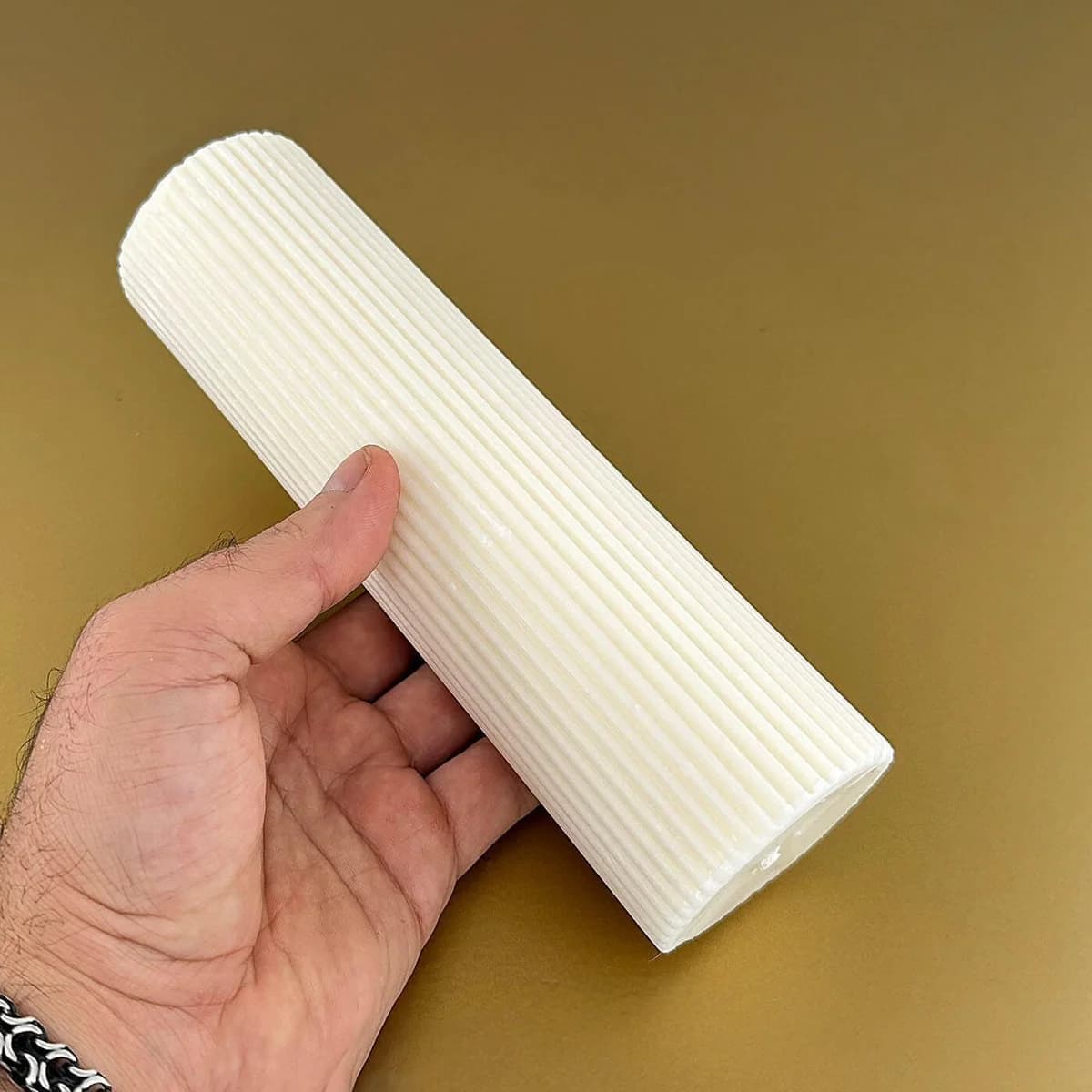 Premium Esanslı Huzur Çizgisi Mum Beyaz Orijinal Kristal Detay Görseli 2