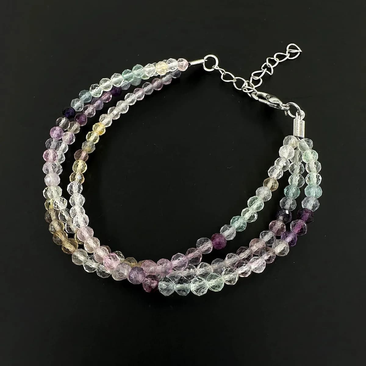 Rainbow Florit Bileklik 3mm - Orijinal Şifalı Kristal - Görsel 1