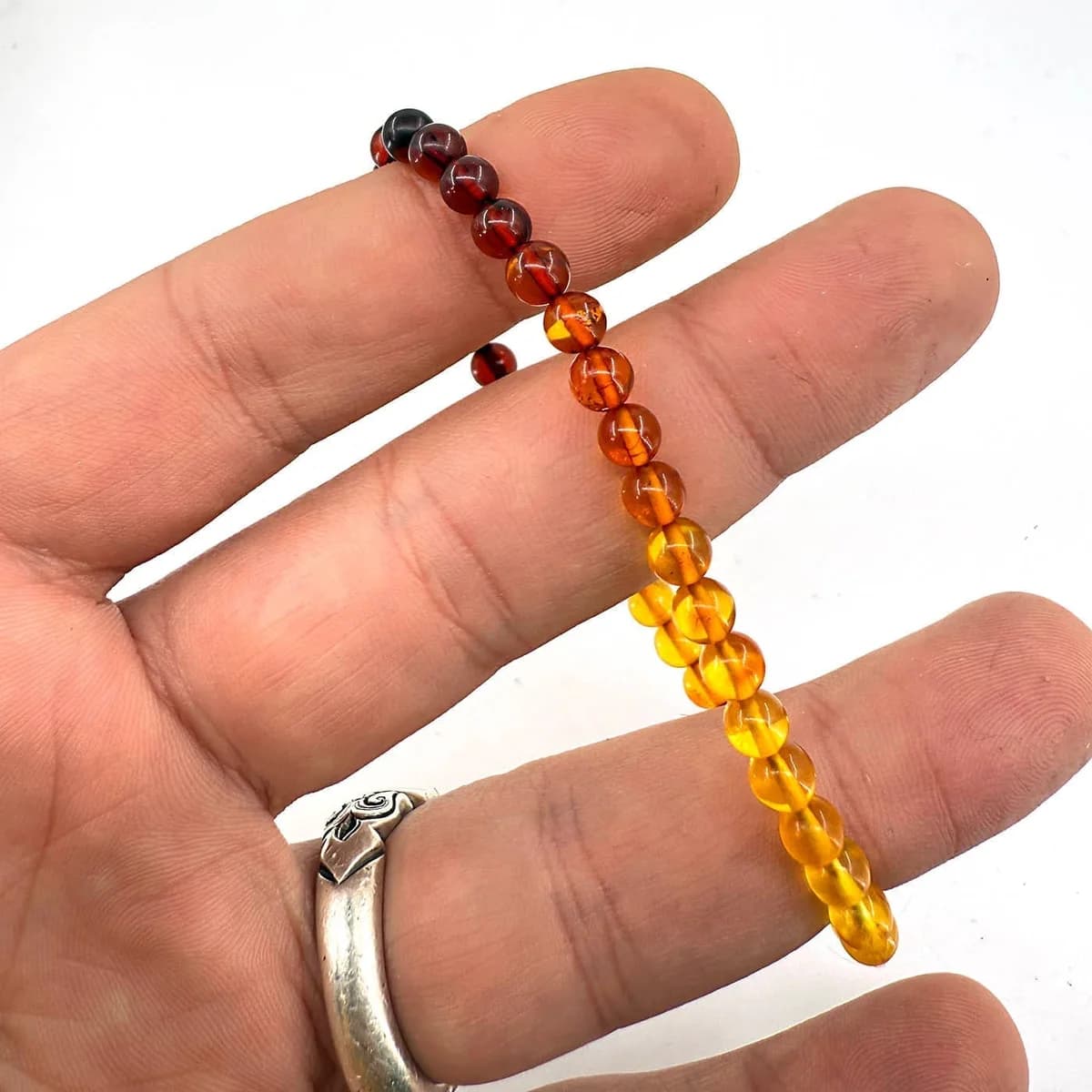 Renkli Kehribar Bileklik 5mm Orijinal Kristal Detay Görseli 2