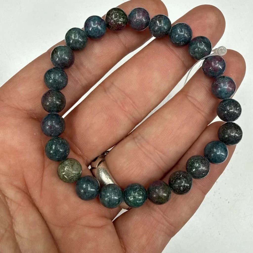 Ruby Kiyanit Bileklik 8 mm - Orijinal Doğal Taş ve Şifa Kristali Görsel 1