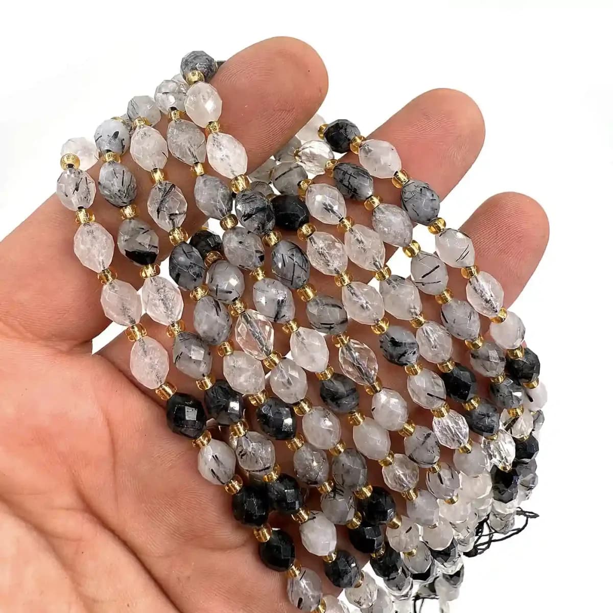 Rutil Kuvars Dizi Faset 6x8mm - Orijinal Şifalı Kristal - Görsel 1