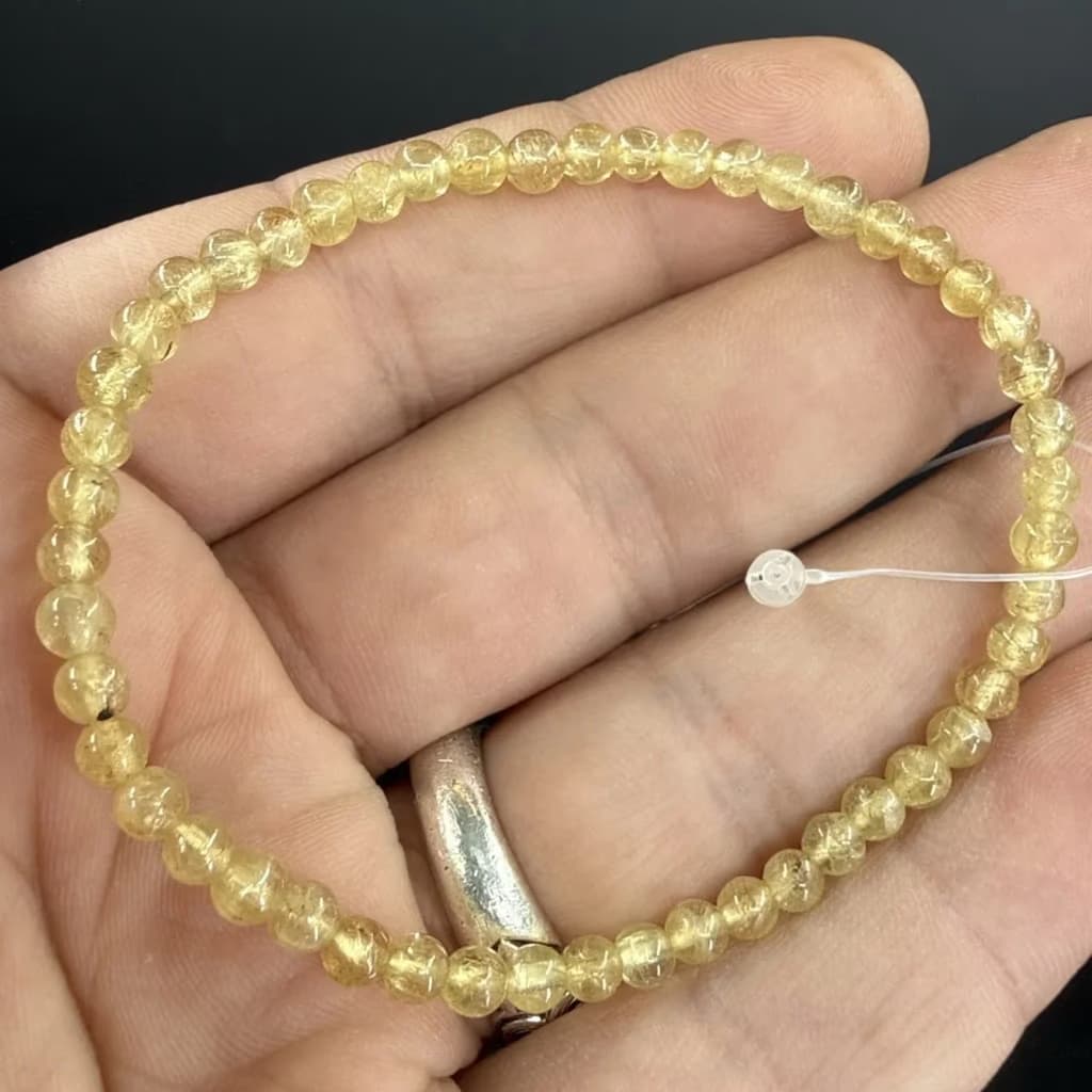 Sarı Apatit Bileklik 4mm - Orijinal Doğal Taş ve Şifa Kristali Görsel 1