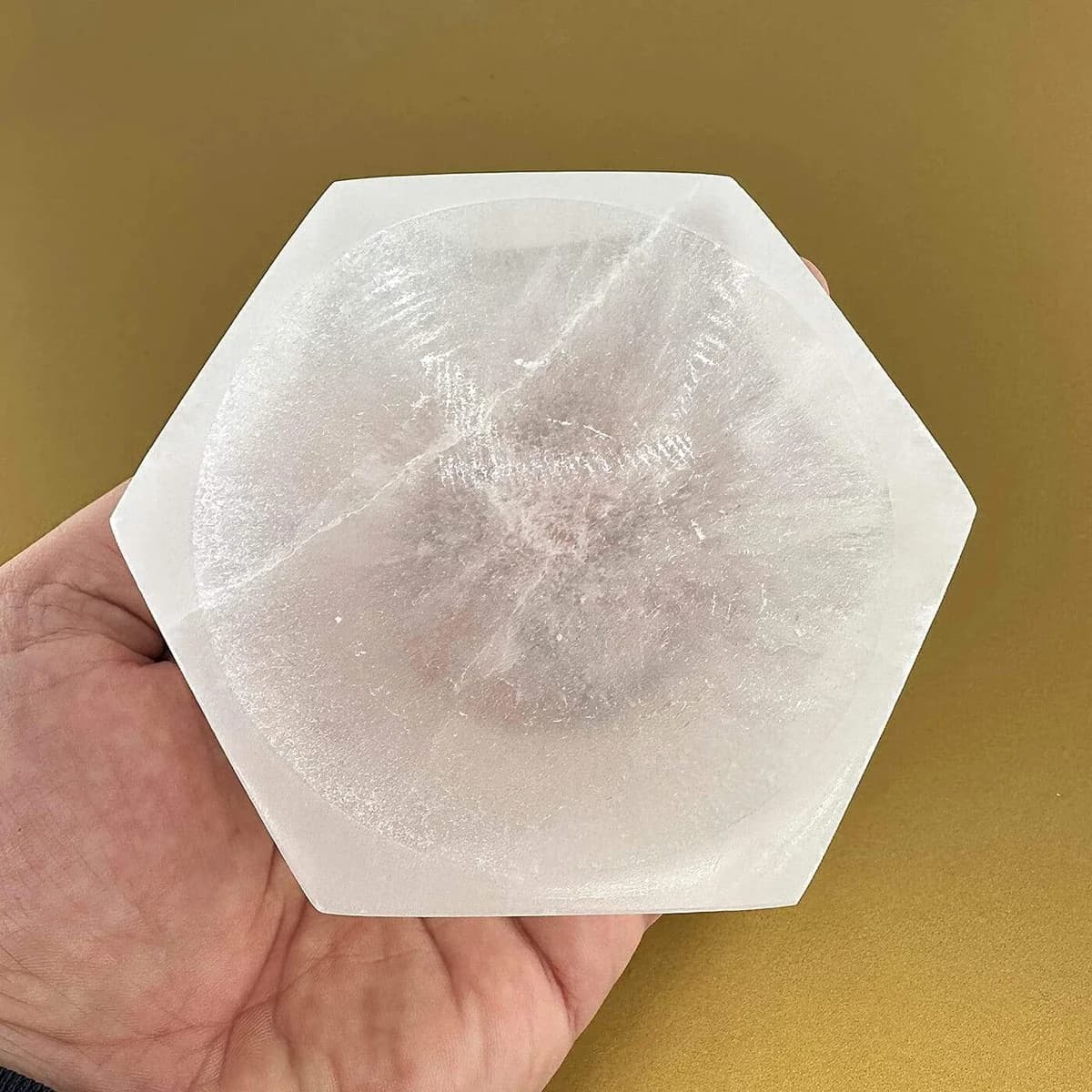 Selenit Kase Altıgen 9 cm Orijinal Kristal Detay Görseli 3