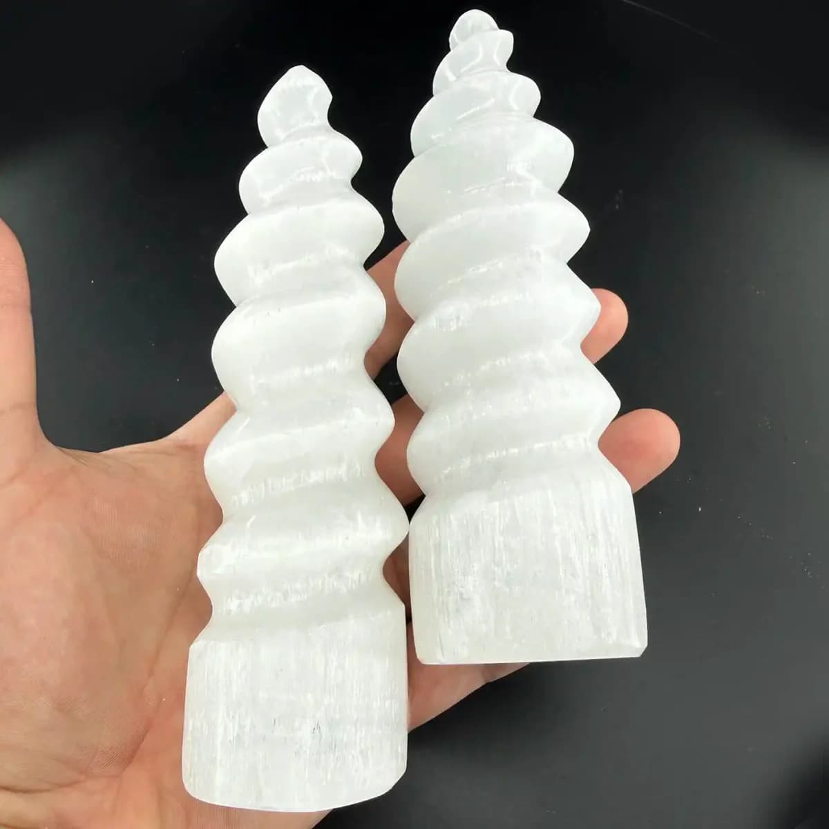 Selenit Spiral Obje L Boy - Orijinal Şifalı Kristal - Görsel 1