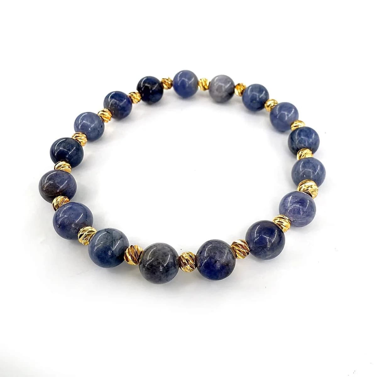 Tanzanit Bileklik 8mm Gold - Orijinal Şifalı Kristal - Görsel 1