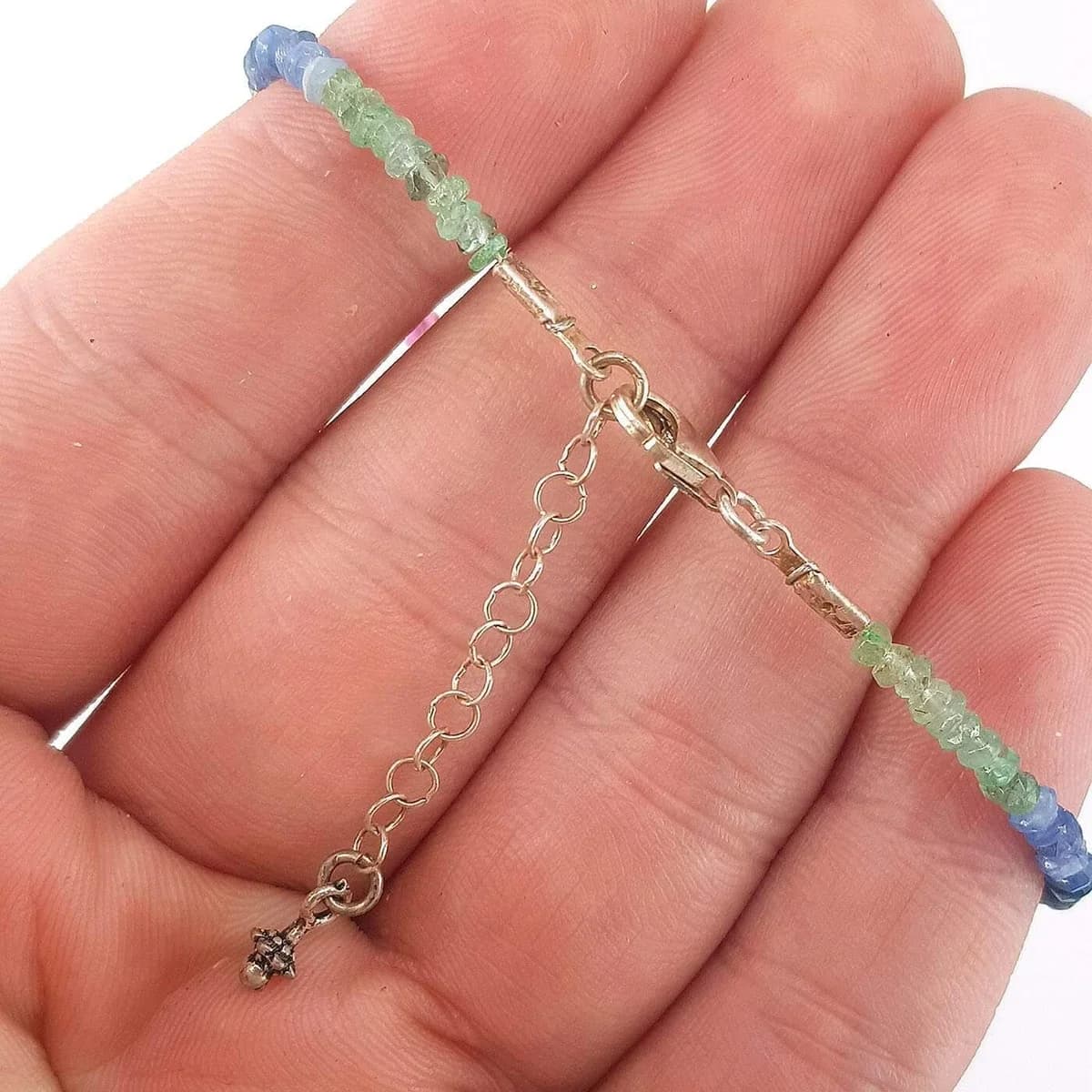 Yakut/Safir/Sarı Safir/Zümrüt Bileklik (Gümüş) Orijinal Kristal Detay Görseli 2