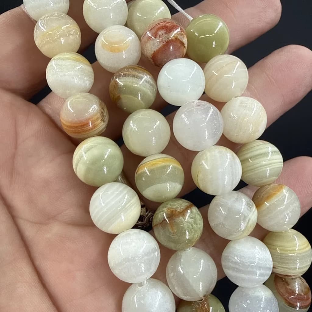 Yeşil Kalsit Dizi 12 mm - Orijinal Doğal Taş ve Şifa Kristali Görsel 1