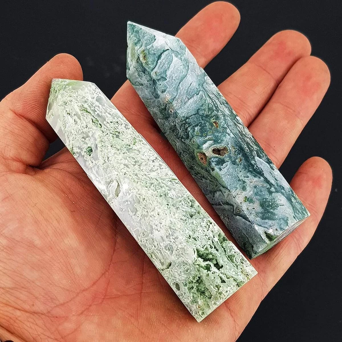Yosunlu Akik (Moss Agate) Obelisk - Orijinal Şifalı Kristal - Görsel 1