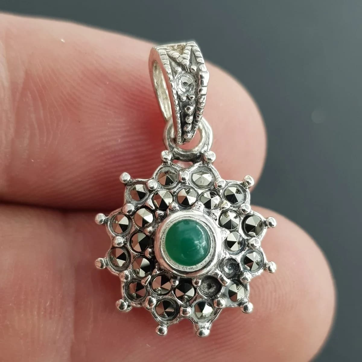 Zümrüt Markazit Kolye Ucu (Gümüş) Orijinal Kristal Detay Görseli 2