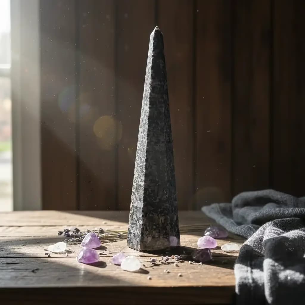 Mistik Merlinit Obelisk İncele ve Satın Al Mistik Merlinit Obelisk - Orijinal Doğal Taş ve Şifa Kristali Görsel 1