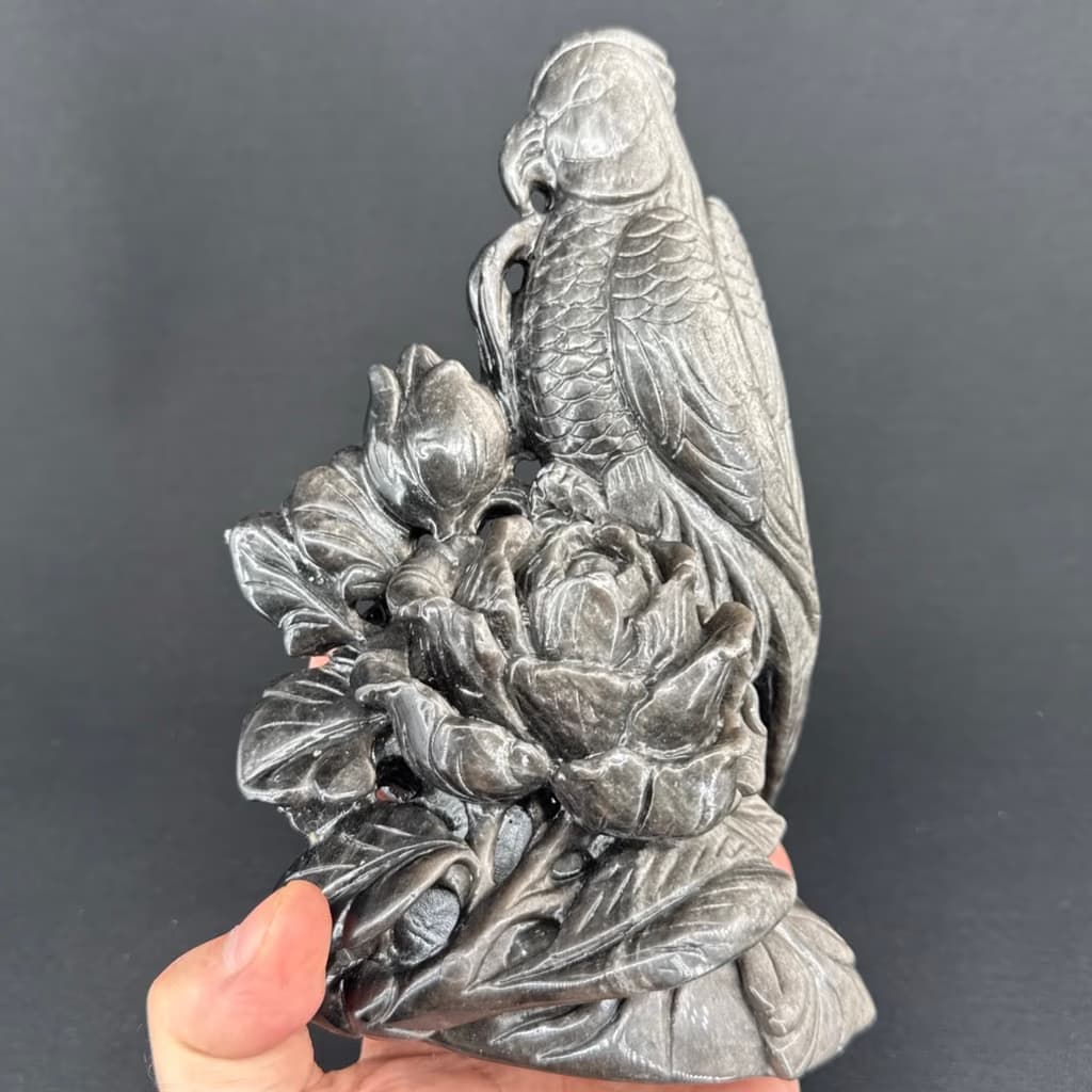 Papağan Silver Obsidiyen Obje İncele ve Satın Al Papağan Silver Obsidiyen Obje - Orijinal Doğal Taş ve Şifa Kristali Görsel 1